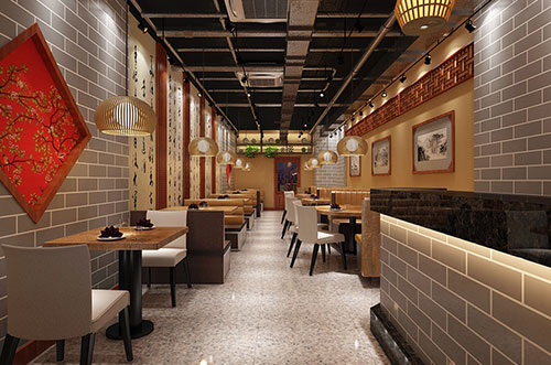 和田传统中式餐厅餐馆装修设计效果图